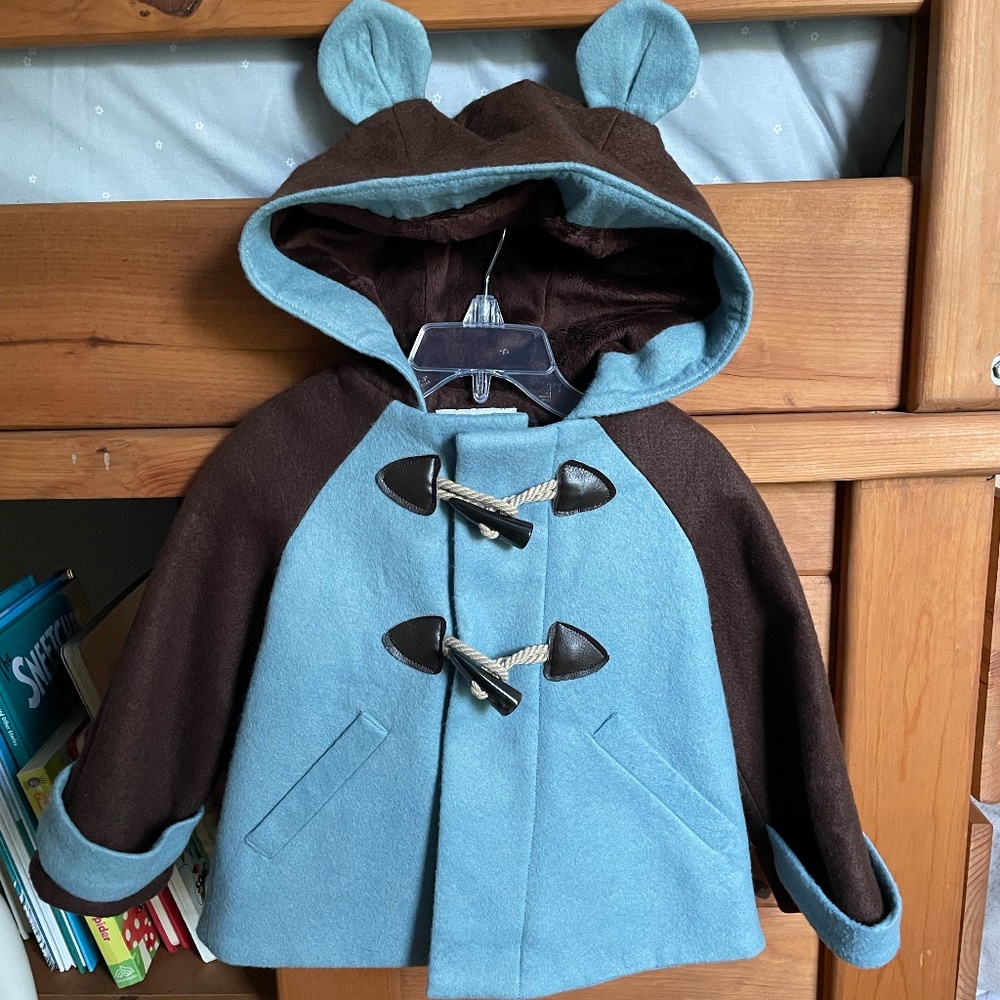 LITTLE GOODALL - Bear Coat - Blue/Brown - 12 months